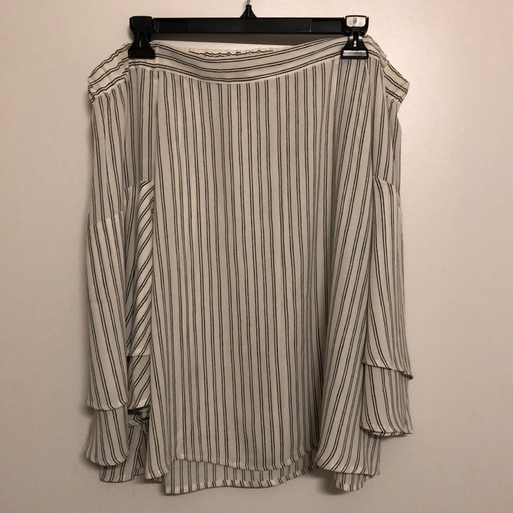 BELL SLEEVE STRIPED OFF THE SHOULDER SHIRT SZ SML